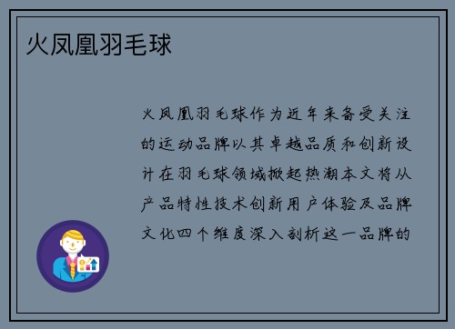 火凤凰羽毛球